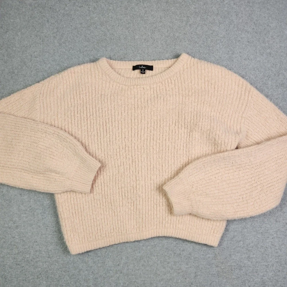 Lulus Sweater‎ Womens Medium Peach Fuzzy Knit Soft Cozy Warm Winter Long Sleeve